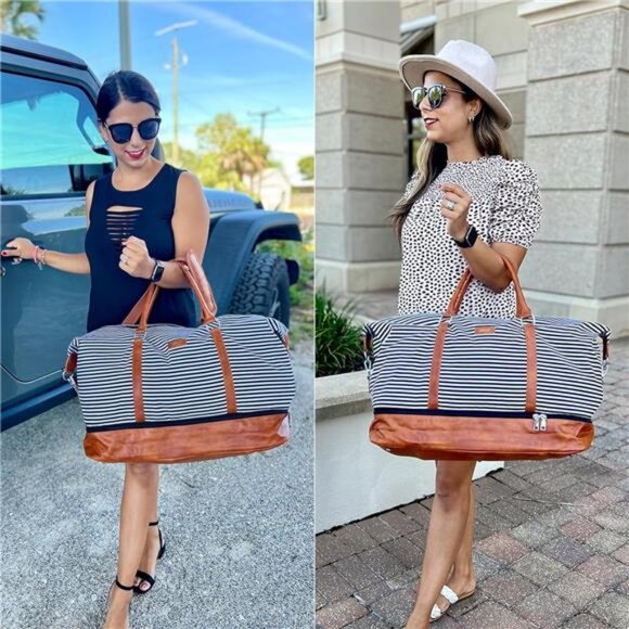 Weekender Bags for Women, 21" Weekender Travel Bag, Travel Duffle Bag Carry on - Picture 9 of 14